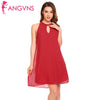 Women Sleeveless Chiffon A-Line Dress 2022 New Spring Casual Party Halter Cold Shoulder Solid Front Hole Swing Dresses