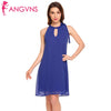 Women Sleeveless Chiffon A-Line Dress 2022 New Spring Casual Party Halter Cold Shoulder Solid Front Hole Swing Dresses