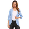Women's Blazer Autumn Collareless 3/4 Sleeve Formal Jacket Open Front Slim Casual Women Suit Office Lady Blazer Feminino