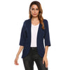 Women's Blazer Autumn Collareless 3/4 Sleeve Formal Jacket Open Front Slim Casual Women Suit Office Lady Blazer Feminino