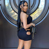 ANJAMANOR 2023 Two Piece Outfits Solid Color Ribbed Knitted Crop Top Cutout Shorts Women Matching Sets Clubwear D85-CB20