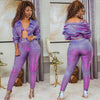 ANJAMANOR Bling Sexy 2 Piece Set Women Club Outfits Jacket and Pants Glitter Two Piece Matching Sets Spring 2023 D21-AI15