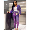 ANJAMANOR Bling Sexy 2 Piece Set Women Club Outfits Jacket and Pants Glitter Two Piece Matching Sets Spring 2023 D21-AI15