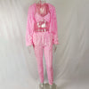 ANJAMANOR Fuzzy Pink Sexy 3 Peice Set Women Clothes 2023 Streetwear Rave Festival Club Wear Trendy Outfits Matching Sets D58EI51