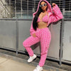 ANJAMANOR Fuzzy Pink Sexy 3 Peice Set Women Clothes 2023 Streetwear Rave Festival Club Wear Trendy Outfits Matching Sets D58EI51