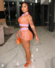 ANJAMANOR Neon Fishnet Mesh Sexy Two Piece Sets Womens Outifits Summer 2023 Sports Crop Top and Shorts  Items D89-CD22
