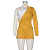 ANJAMANOR Sexy Blazers Clubwear Asymmetrical One Shoulder Long Sleeve Dress Jackets Coats for Women Elegant Outwear D48-DG34