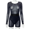 ANJAMANOR Sexy Sheer Mesh 2 Piece Set Bodysuits and Shorts Jumpsuit See Through Outfits for Women Clubwear D85-BF15