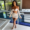 ANJAMANOR Sheer Mesh Bodycon Dress Sexy Summer Beach Vacation Outfits Transparent Cut Out Long Sleeve Mini Dress D85-BD10