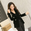 2022 Autumn Velvet Blazer Women Slim Long Sleeve Blazers Feminino  Formal Work Small Suit Jacket Gold Button LZ658
