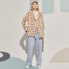 ARTKA 2023 Autumn Women Blazers Vintage Plaid Blazer Jacket Coat Loose Casual Thin Shirt Outwear W120003Q