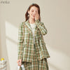 ARTKA 2023 Autumn Women Blazers Vintage Plaid Blazers Set Casual Blazers Suit With Skirt 2 Piece Set Women WA20235Q