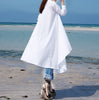 ASYMSAY 2023 Korean Style Irregular Long Shirt Blouse White Black Loose Coattail Hem Fit Solid Women Tops AZ9350