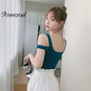 ATHVOTAR Women Two Wear Tight Sling Bralette Bra Solid Color Summer U-Shape Neck Sexy Lingerie Wireless Base Camisole Underwear
