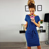 Loose Plus Size Pocket Midi Dress New Summer Fashion Women Casual Short Sleeve O-Neck Straight Dresses