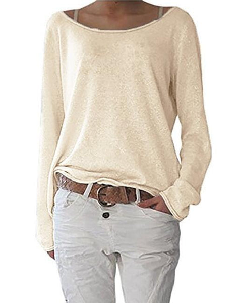 New Solid knitted Blouse Female Casual O Neck Long Sleeve Women Tops Loose Blusas Shirts