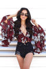 Fashion Women Sexy V-neck Irregular Blouse Ruffles Flare Sleeve Shirt Tops Blouses Floral Print Blusas