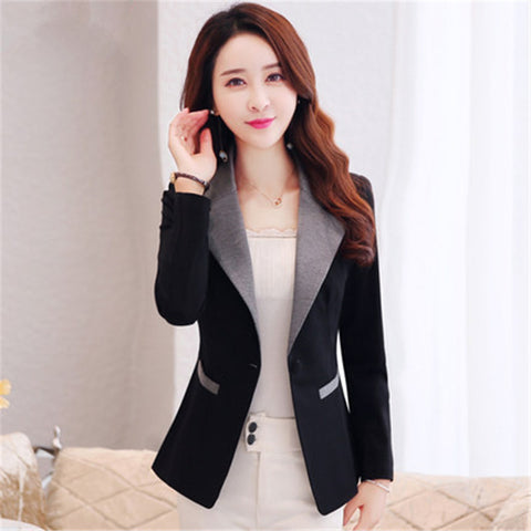 New Fashion Women's Coat Spring Autumn Slim Single Button Blazer Feminino Plus Size Casual Ladies Blazers CJ016