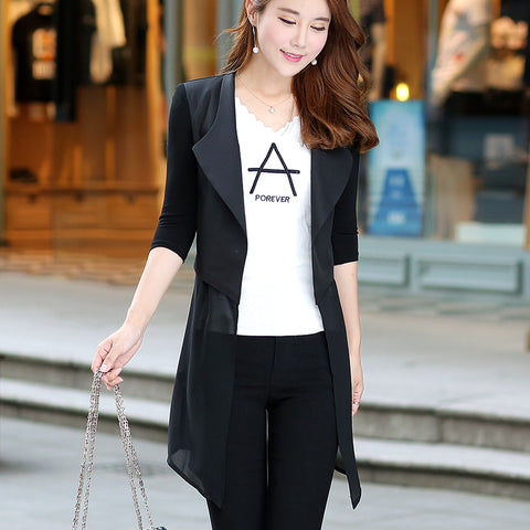 Spring And Summer Thin Women Blazers And Jackets Chiffon Patchwork Windbreaker Swallowtail Blazer Feminino CJ021