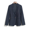 Ladies Blazers Office Blue 2022 New Spring  Long Sleeve Cotton Linen Single Button Suit Women Jacket Basic Tops LX1422