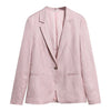 Ladies Blazers Office Blue 2022 New Spring  Long Sleeve Cotton Linen Single Button Suit Women Jacket Basic Tops LX1422