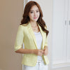 New 2022 Summer Elegant Slim Fit Blazer Women Linen Suit Short Jacket Female Blazers Pink White Black Blazer LX1754