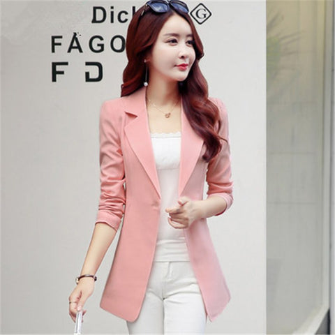 New Long Sleeve Slim Women Blazer Spring Autumn Casual Fashion Single Button Blazer Feminino Ladies Blazers Female CJ011