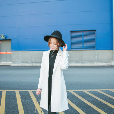 White/Black Women Blazers And Jackets Long Korean Style Blazer Feminino S-2XL Fashion Casual Blazer Female CJ022