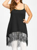 Plus Size High Low Lace Panel Cami Tank Top Women Long Tanks Ladies Tops Sexy Sleeveless Vest 2022 Casual Tops Big Size