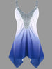 Plus Size Sequins Ombre Tank Top 2022 New Women V-Neck Sleeveless Ruched Asymmetric Ladies Tops Big Size Women Tanks 5XL