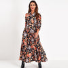 Aachoae 2023 Women Long Printed Dresses Three Quarter Sleeve Bohemian Maxi Dress Turn Down Collar Shirt Dress Vestidos Mujer