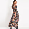 Aachoae Floral Print Long Maxi Dress Women Casual Turn Down Collar Shirt Dress Three Quarter Sleeve Bohemian Sashes Dresses