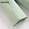 Aachoae Green Color Casual Blazer Women Big Pockets Long Sleeve Jacket Female Notched Collar Office Wear Blazer Ropa De Mujer