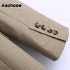 Aachoae Office Casual Double Breasted Khaki Blazer Suit Women Notched Neck Elegant Blazers Long Sleeve Ladies Tops Outerwear