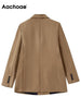 Aachoae Women Solid Color Blazer Suits Casual Notched Collar Long Sleeve Blazers Lady Double Breasted Loose Outerwear