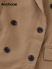 Aachoae Women Solid Color Blazer Suits Casual Notched Collar Long Sleeve Blazers Lady Double Breasted Loose Outerwear