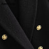 Aachoae Women Office Wear Black Tweed Blazer Coat 2022 Double Breasted Vintage Jacket Female Long Sleeve Pockets Outerwear