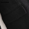 Aachoae Women Office Wear Black Tweed Blazer Coat 2022 Double Breasted Vintage Jacket Female Long Sleeve Pockets Outerwear