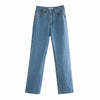 Aachoae Women Solid High Waist Denim Pants Casual 100% Cotton Cowboy Pants Female 2022 Baggy Straight Jeans Pantalones