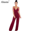 Backless romper women jumpsuit high Waist sexy spaghetti strap jumpsuit v neck solid summer rompers casual overalls