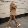 Aberyamee Chic Blazer Woman Triple Breasted Slim Brown Jacket High Street Casual Lady Outwear Spring Clothes 2023
