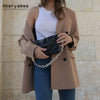 Aberyamee Chic Blazer Woman Triple Breasted Slim Brown Jacket High Street Casual Lady Outwear Spring Clothes 2023