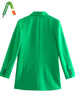 Adherebling 2023  Women's Suit Blazer Autumn Green Single Breasted Long Sleeve Button Female Traf Jacket Outerwear