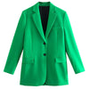 Adherebling 2023  Women's Suit Blazer Autumn Green Single Breasted Long Sleeve Button Female Traf Jacket Outerwear