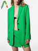 Adherebling 2023  Women's Suit Blazer Autumn Green Single Breasted Long Sleeve Button Female Traf Jacket Outerwear