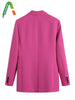 Adherebling 2023 Casual Traf Woman Blazer Office Lady Single Button Long Sleeve Jacket Pink Coat Chic Elegant