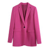 Adherebling 2023 Casual Traf Woman Blazer Office Lady Single Button Long Sleeve Jacket Pink Coat Chic Elegant