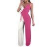 Party Rompers Womens Jumpsuit Casual Patchwork Jumpsuit Elegant Ladies Wide Leg Jumpsuits Clubwear Sexy Overalls 4 color