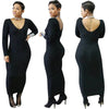 White/Black/Brown Long Sleeve Ankle Length Long Pencil Cotton Autumn Basic Dresses Winter Maxi Straight Dresses Vestidos