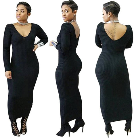 White/Black/Brown Long Sleeve Ankle Length Long Pencil Cotton Autumn Basic Dresses Winter Maxi Straight Dresses Vestidos
